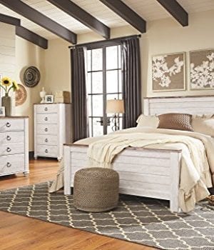 Ashley Furniture Signature Design Willowton Chest Of Drawers Contemporary Driftwood Inspired Dresser Two Tone Finish