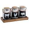 Barnyard Designs Decorative Galvanized Metal Jars With Rustic Handles And Wood Lid Tray Country Home Decor With Farm Animal Jug Designs Set Of 3 0 100x100
