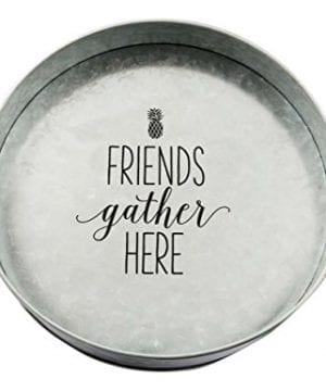Brownlow Gifts Friends Gather Here Large Galvanized Metal Serving Tray 0 300x360