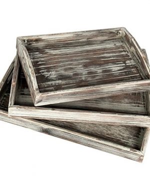 Country Rustic Torched Wood Nesting Breakfast Serving Trays With Handles Set Of 3 0 300x360