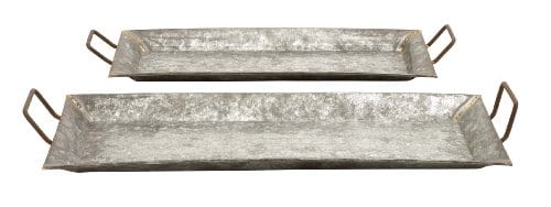 Deco 79 38174 Metal Galvanized Trays Set Of 2 0
