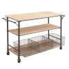 Deco 79 50203 Industrial Metal Wood Table Rolling Cart With Drawer Baskets 48 X 32 0 100x100