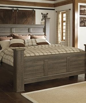 FurnitureMaxx Juararoy Casual Dark Brown Color Replicated Rough Sawn Oak Bed Room Set King Poster Bed Dresser Mirror Nightstand 0 0 300x360
