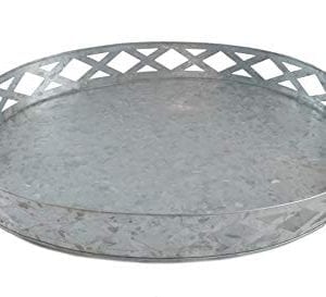 Galvanized Metal Tray Farmhouse Rustic Large Round Outdoor Serving Tray 18 X 135 X 25 Rustic Farmhouse Decor By Well Pack Box 0 300x273