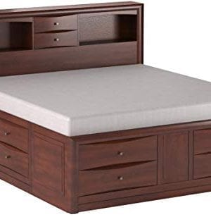 Hillary Eastern King Bookcase Bed With Underbed Storage Drawers Warm Brown 0 300x308