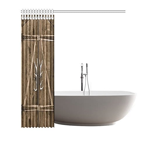 Interestprint Wooden Garage Barn Door Shower Curtain Vintage
