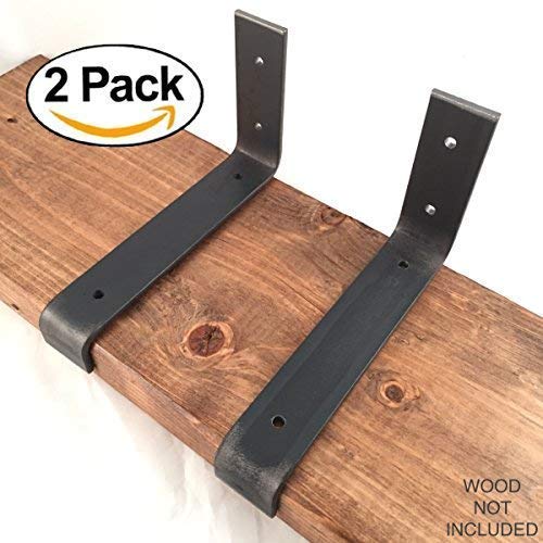 3Pack-8X7.25" Metal Shelf Brackets UNFINISHED With LIP Modern Industrial Iron 