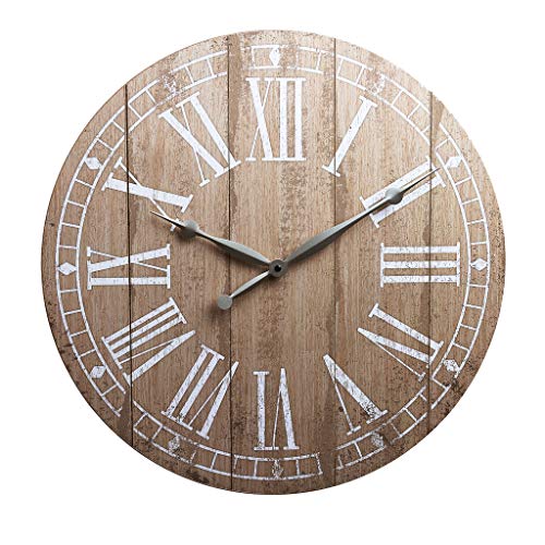 20 Rustic Light Natural Wood Plank Frameless Farmhouse Wall Clock 0