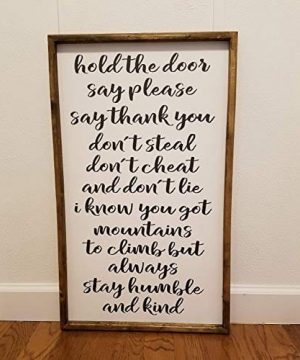 Always Stay Humble And Kind Farmhouse Sign Fixer Upper Style Chunky Framed Hand Painted Master Bedroom Decor 0 300x360