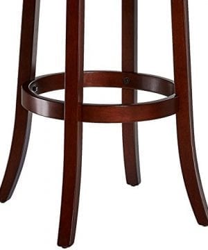 Ball Cast Jayden Wooden Swivel Bar Stool With Faux Leather Upholstery 29 Inch Brandy 0 1 300x360