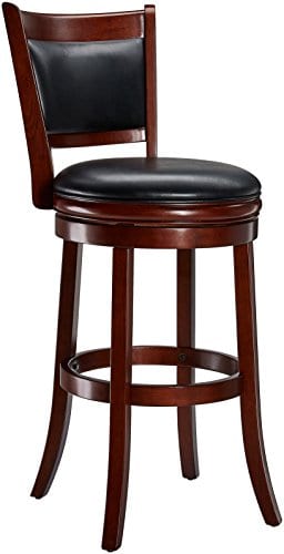 Ball Cast Jayden Wooden Swivel Bar Stool With Faux Leather Upholstery 29 Inch Brandy 0