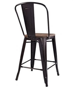 COSTWAY Copper Set Of 2 Tolix Style Metal Dining Chairs With Wood Seat Stackable Industrial Counter Stool Cafe Side Chairs 0 1 300x360