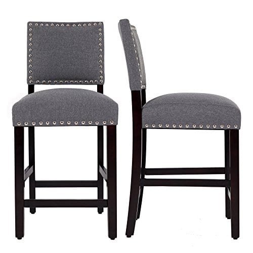 Dagonhil 24 Inches Counter Height Bar Chair With Black Solid Wood Legs Set Of 2 Gray Farmhouse Goals
