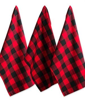DII Cotton Buffalo Check Plaid Dish Towels 20x30 Set Of 3 Monogrammable Oversized Kitchen Towels For Drying Cleaning Cooking Baking Red Black 0 300x360
