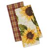 DII Design Imports Set 2 Rustic Sunflower Kitchen Dish Towels Rustic Sunflower Print Rustic Plaid 0 100x100