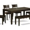 East West Furniture LYFD6 CAP W 6 Piece Dining Room Table With Bench Cappuccino Finish Wood Seat 0 100x100