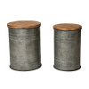 Glitzhome Rustic Storage Bins Metal Stool Ottoman Seat With Round Wood Lid Set Of 2 0 100x100