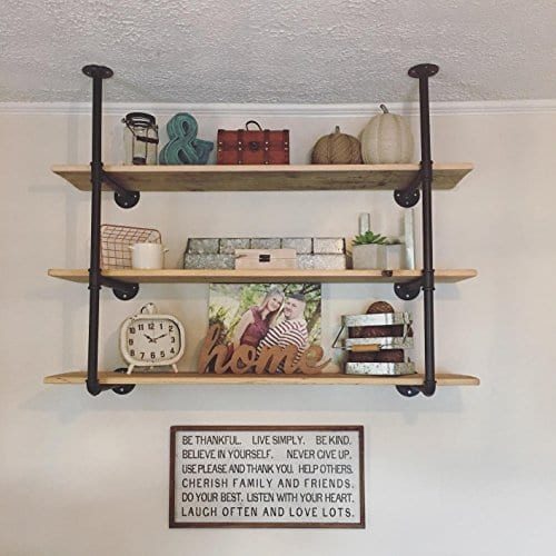Goyonder Industrial Wall Mounted Iron Pipe Shelf Retro Bookcases