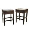 Great Deal Furniture Chantal Backless Brown Counter Stools With Brass Nailhead Studs Set Of 2 0 100x100