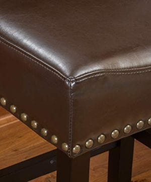 Great Deal Furniture Chantal Backless Brown Counter Stools With Brass Nailhead Studs Set Of 2 0 2 300x360