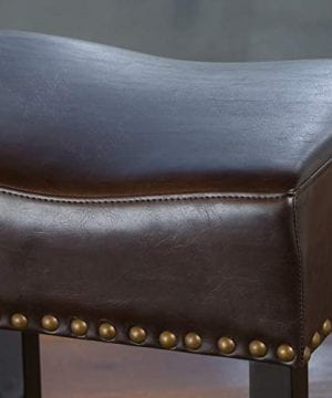 Great Deal Furniture Chantal Backless Brown Counter Stools With Brass Nailhead Studs Set Of 2 0 4 300x360
