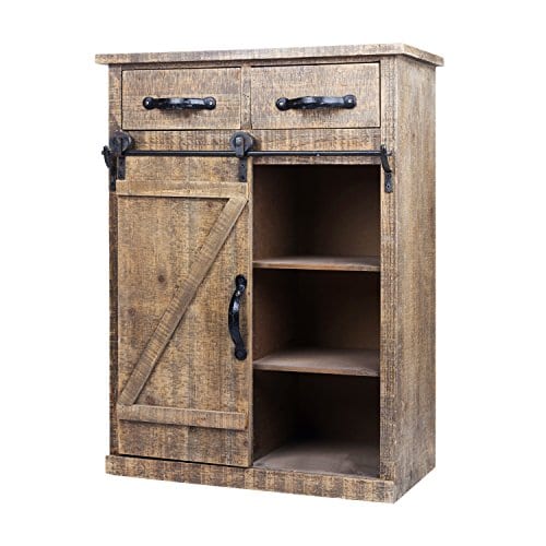 Paris Loft 32 H Rustic Barn Door Wood End Table Wood Console Cabinet Farmhouse Wood Storage Cabinet Country Vintage Furniture