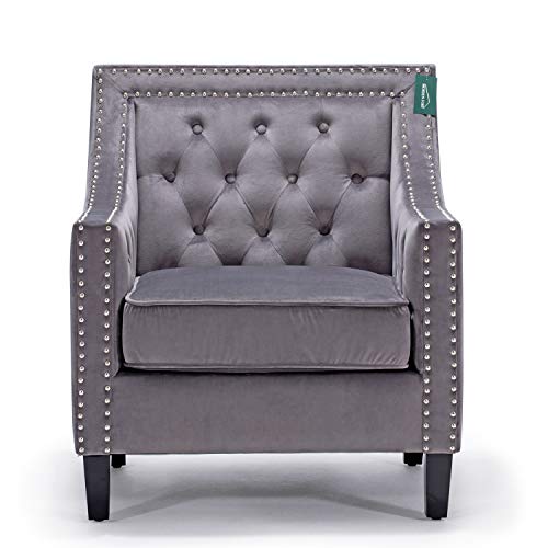 Accent Chair Morden Fort Sofa Chair For Living Room Bedroom Home Decoration Grey Velet