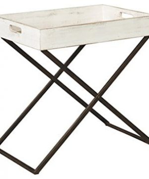 Ashley Furniture Signature Design Janfield Tray Accent Table Vintage Antique White Wood Top Antique Black Metal Base 0 300x360