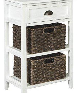 Ashley Furniture Signature Design Oslember Storage Accent Table Includes 2 Brown Removable Baskets Antique White Finish 0 300x360