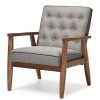 Baxton Studio Sorrento Mid Century Retro Modern Fabric Upholstered Wooden Lounge Chair Grey 0 100x100