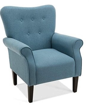 Belleze Modern Accent Chair Roll Arm Linen Living Room Bedroom Wood Leg Blue 0 0 300x360