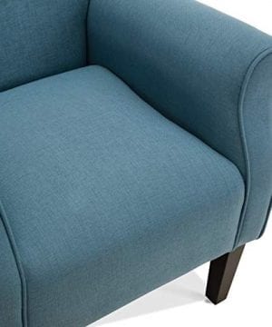 Belleze Modern Accent Chair Roll Arm Linen Living Room Bedroom Wood Leg Blue 0 2 300x360