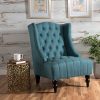 Clarice Tall Wingback Tufted Fabric Accent Chair Vintage Club Seat For Living Room Dark Teal 0 100x100