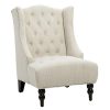 Great Deal Furniture Clarice Tall Wingback Tufted Fabric Accent Chair Vintage Club Seat For Living Room Light Beige 0 100x100