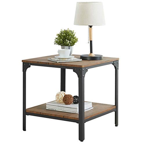 Homissue 21 7 Height Industrial Square, Sofa End Tables With Storage