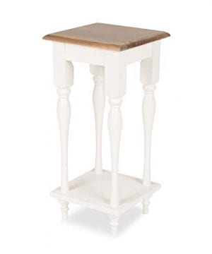 Kate And Laurel Sophia Rustic Wood Top Plant Stand End Table With Shelf White 0 300x360