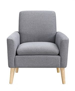 Lohoms Modern Accent Fabric Chair Single Sofa Comfy Upholstered Arm Chair Living Room Furniture Grey 0 0 300x360