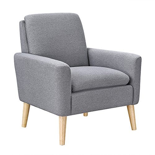 Lohoms Modern Accent Fabric Chair Single Sofa Comfy Upholstered Arm Chair Living Room Furniture Grey 0 1