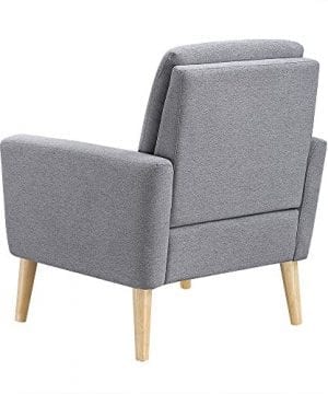 Lohoms Modern Accent Fabric Chair Single Sofa Comfy Upholstered Arm Chair Living Room Furniture Grey 0 2 300x360