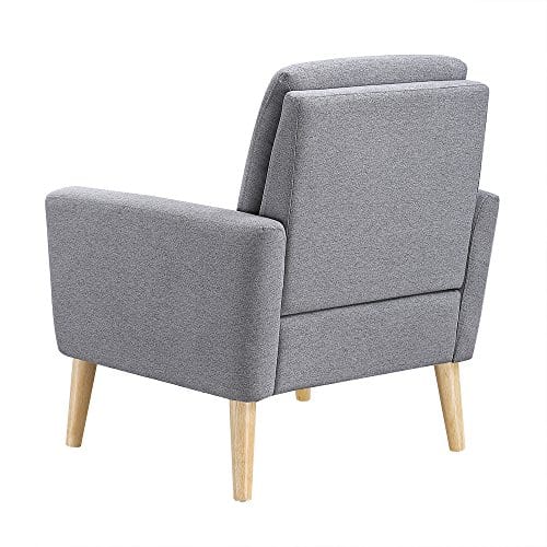 Lohoms Modern Accent Fabric Chair Single Sofa Comfy Upholstered Arm Chair Living Room Furniture Grey 0 2