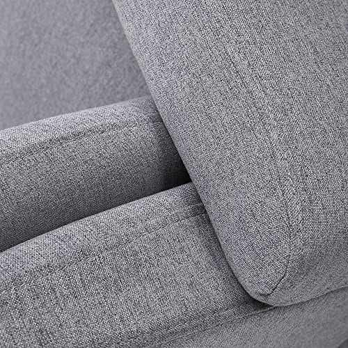 Lohoms Modern Accent Fabric Chair Single Sofa Comfy Upholstered Arm Chair Living Room Furniture Grey 0 3