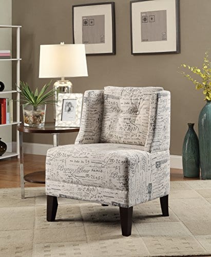 Poundex Bobkona Prissy Accent Chair In Abstract Script White 0 0