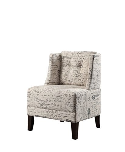 Poundex Bobkona Prissy Accent Chair In Abstract Script White 0