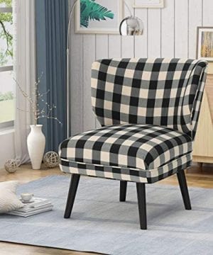 Roger Modern Farmhouse Accent Chair Black Checkerboard 0 0 300x360