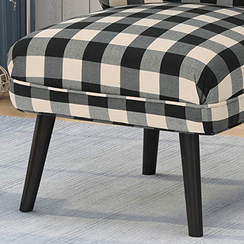 Roger Modern Farmhouse Accent Chair Black Checkerboard 0 2