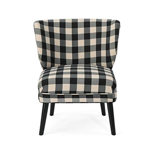 Roger Modern Farmhouse Accent Chair Black Checkerboard 0 5