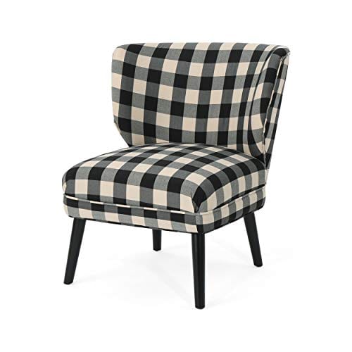 Roger Modern Farmhouse Accent Chair Black Checkerboard 0