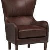 Stone Beam Mid Century Modern Leather Wingback Chair 36W Chestnut 0 100x100