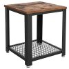 VASAGLE Industrial End 2 Tier Side Table With Storage Shelf Sturdy And Easy Assembly Wood Look Accent Furniture With Metal Frame ULET41X Vintage 0 100x100