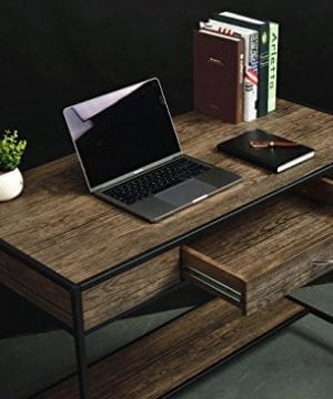 Aingoo Large Writing Desk With Drawer 43x22 Rustic Computer Desk